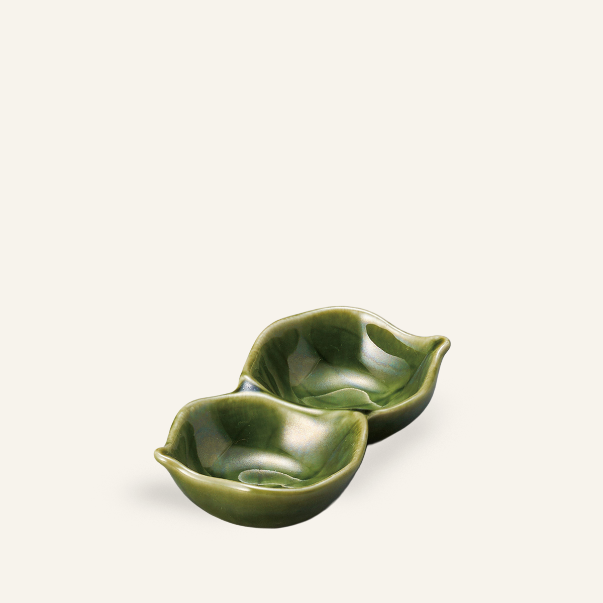 Deux petites coupelles en forme de feuille faïence fine Setoyaki "konoha"