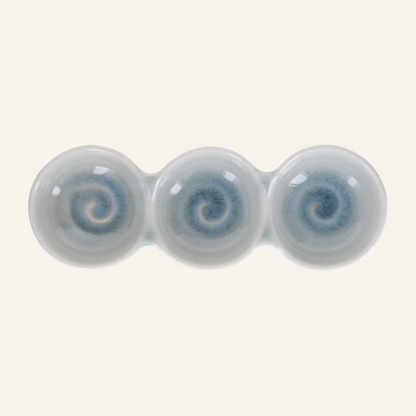 Trois petites coupelles faïence fine Setoyaki "taifu"