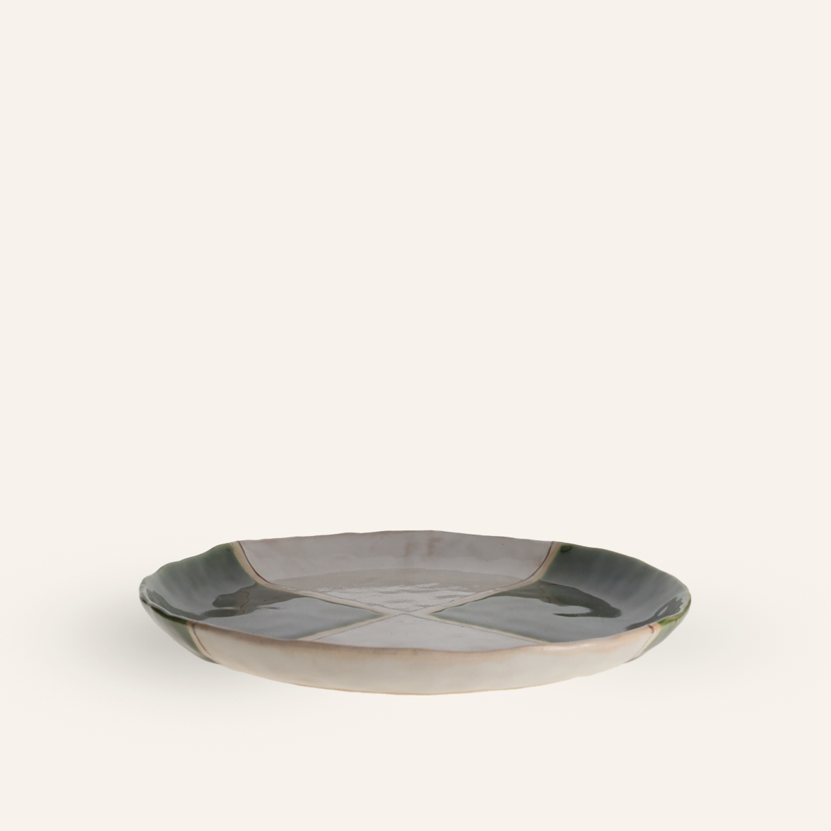 Fine Setoyaki "oribe" earthenware plate