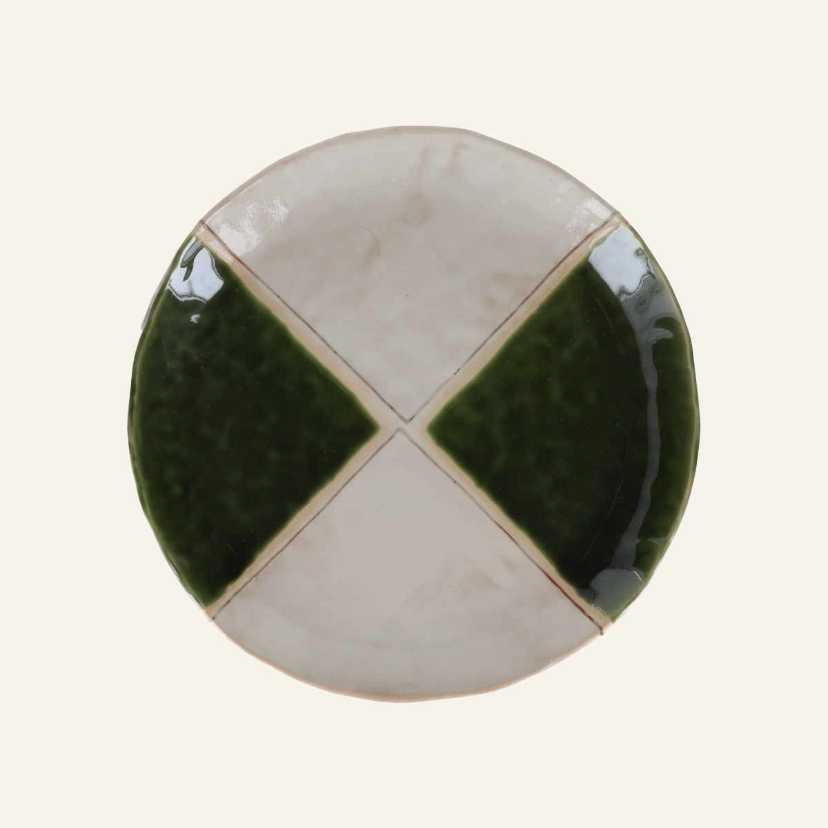 Fine Setoyaki "oribe" earthenware plate