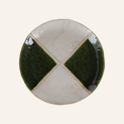 Fine Setoyaki "oribe" earthenware plate