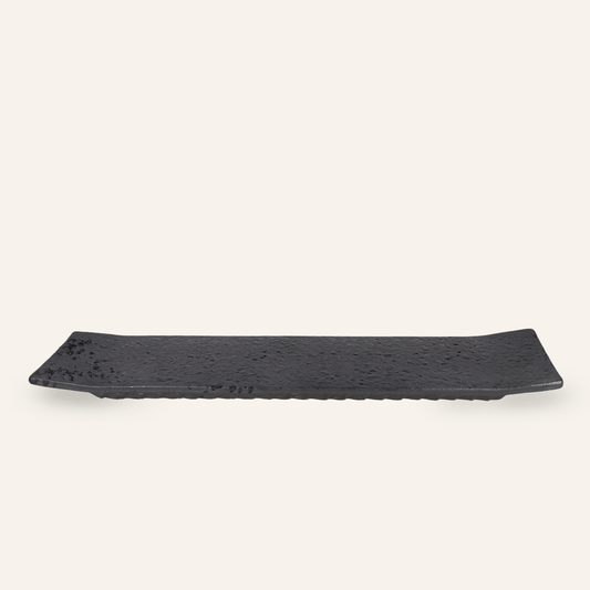 Long rectangular ceramic Bankoyaki "yuuraku" plate