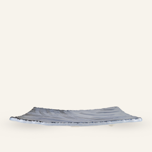 Large rectangular plate in fine earthenware Minoyaki "gosu"