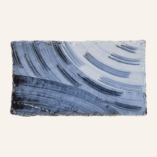 Large rectangular plate in fine earthenware Minoyaki "gosu"