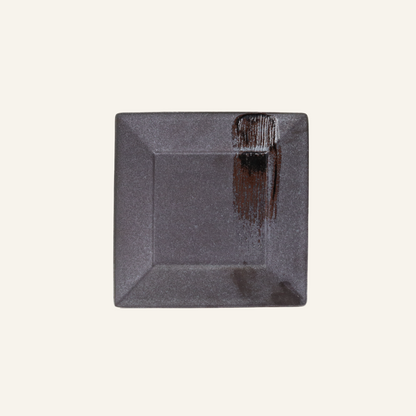 Small square plate in fine earthenware Minoyaki "sukuea"