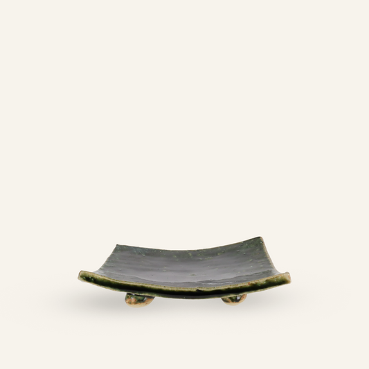Small square ceramic plate Minoyaki "shida"