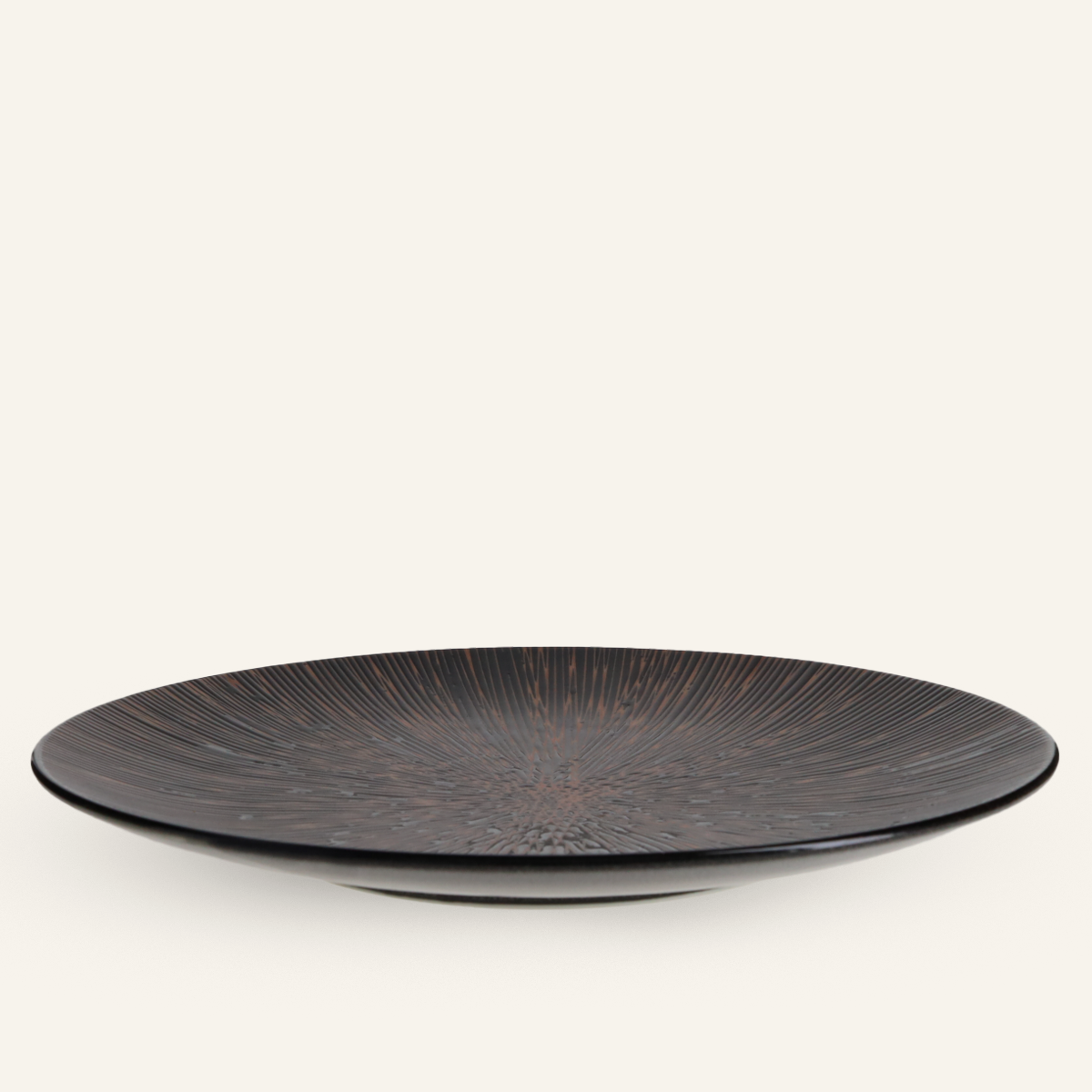Large fine earthenware plate Minoyaki "kizami"