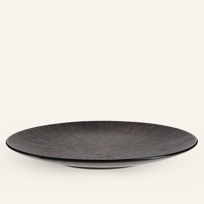 Large fine earthenware plate Minoyaki "kizami"