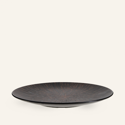 Large fine earthenware plate Minoyaki "kizami"