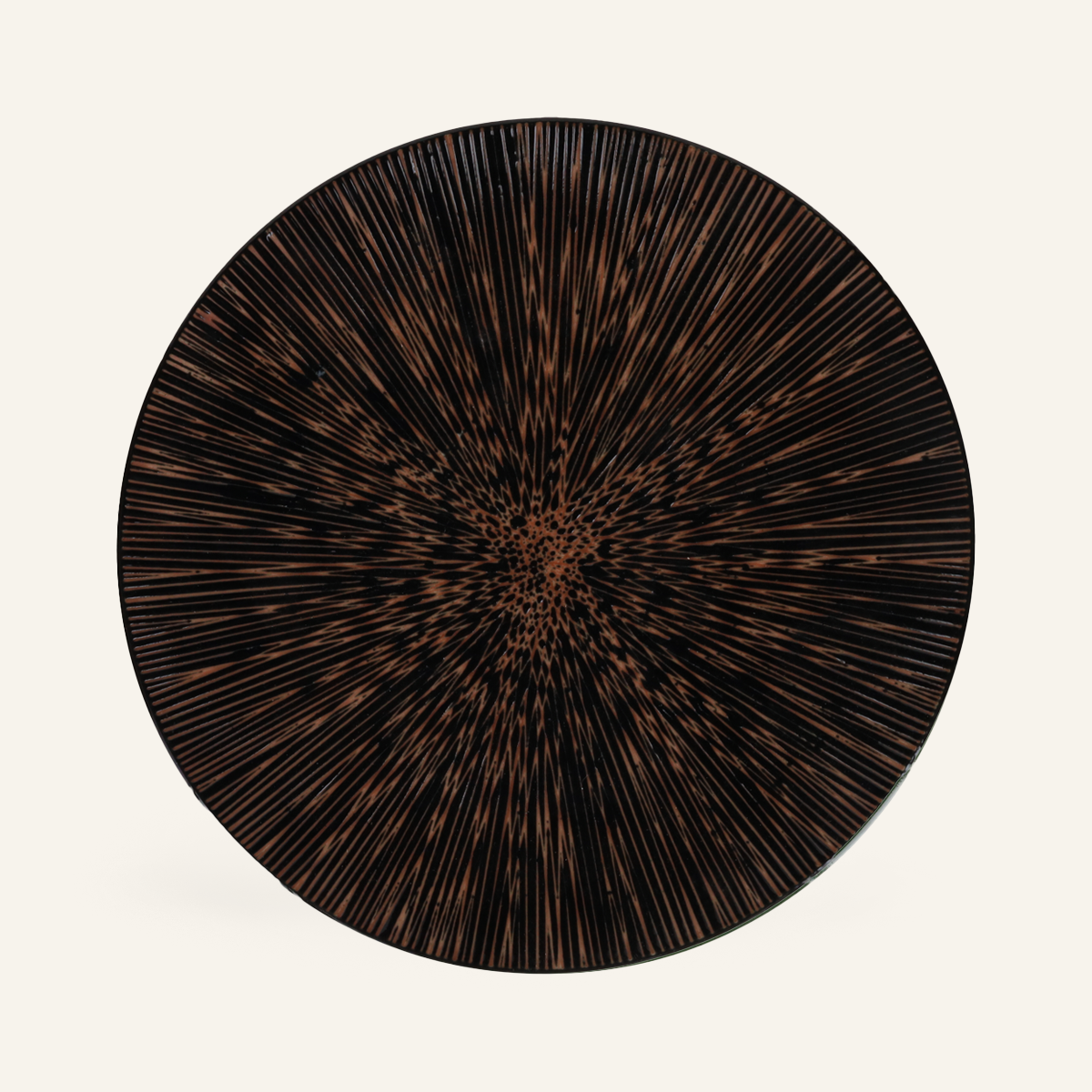 Large fine earthenware plate Minoyaki "kizami"