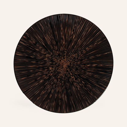 Large fine earthenware plate Minoyaki "kizami"