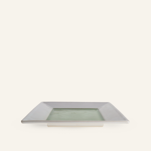 Minoyaki "emerald" fine earthenware square plate