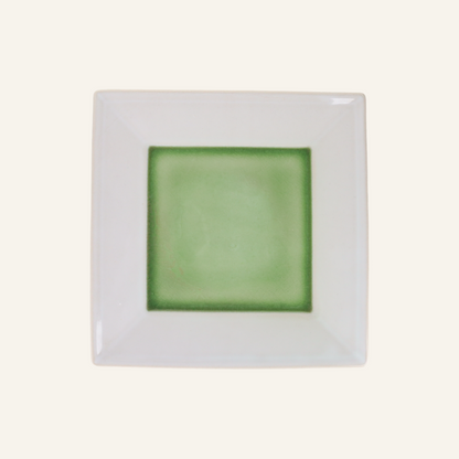 Assiette carrée faïence fine Minoyaki "emerald"