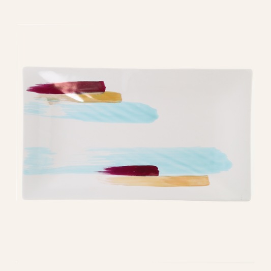 Large rectangular plate in fine earthenware Minoyaki "shirasagi"
