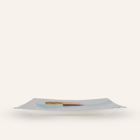 Grande assiette rectangulaire faïence fine Minoyaki "shirasagi"
