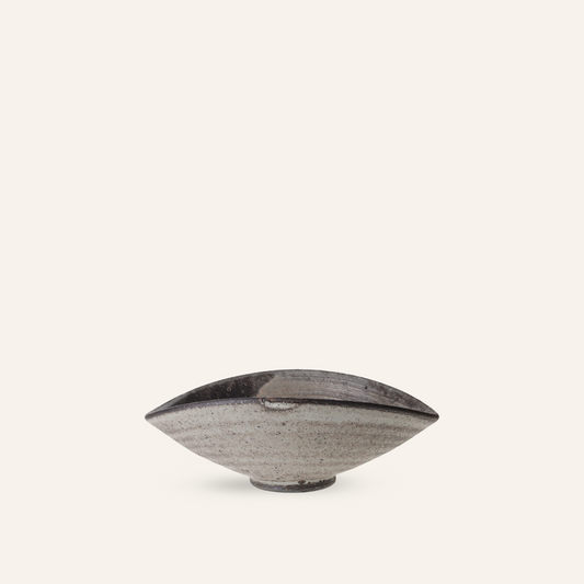 Small grey ceramic soup plate Shigarakiyaki "haiiro"