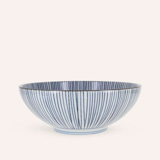 Minoyaki "Hosotokusa" fine earthenware noodle bowl