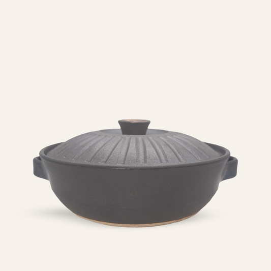 Black stoneware casserole dish Φ28.8cm “Donabe”