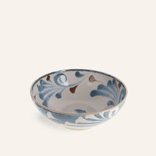 Bol à nouilles en porcelaine Minoyaki "Karakusa", teintes inspirées d'Okinawa