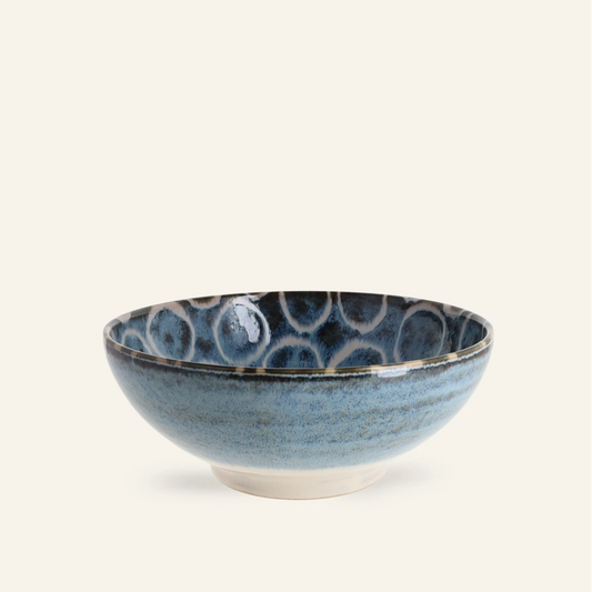 Bol à nouilles en porcelaine Minoyaki "Momomaru", teintes inspirées d'Okinawa
