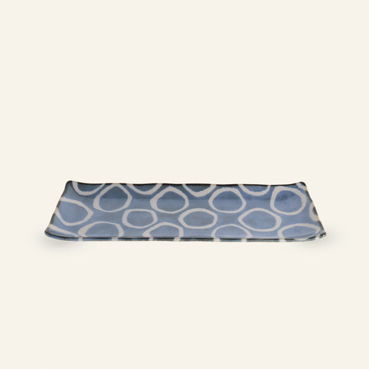 Assiette rectangulaire en porcelaine Minoyaki "Momomaru",  teintes inspirées d'Okinawa
