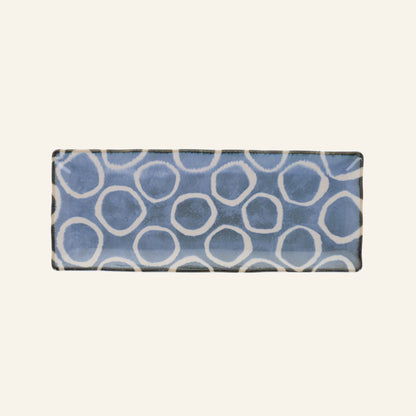 Assiette rectangulaire en porcelaine Minoyaki "Momomaru",  teintes inspirées d'Okinawa
