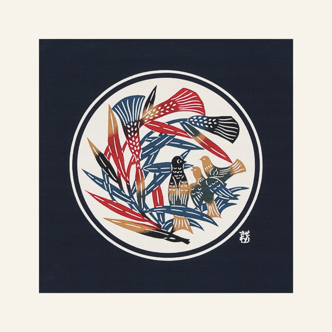 Cotton Furoshiki "Aesop's Birds" by Keisuke Serizawa