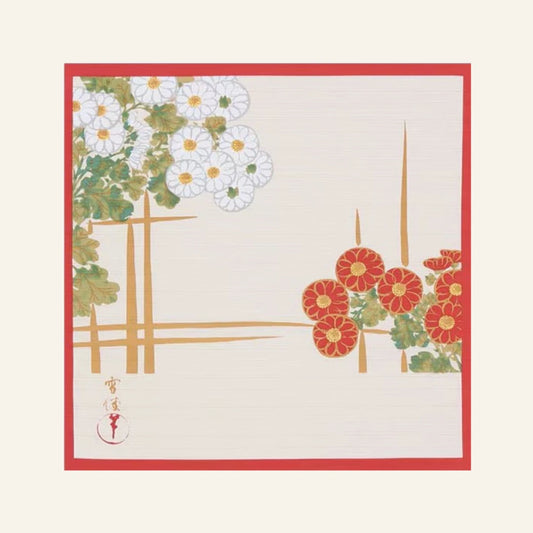 Furoshiki en coton "Chrysanthèmes" par Sekka Kamisaka