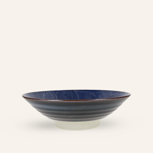 Minoyaki "Ofuke" Fine Earthenware Wave Noodle Bowl