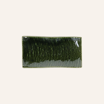 Rectangular fine earthenware plate Setoyaki "Kusa"