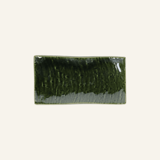 Rectangular fine earthenware plate Setoyaki "Kusa"