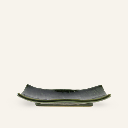 Rectangular fine earthenware plate Setoyaki "Kusa"