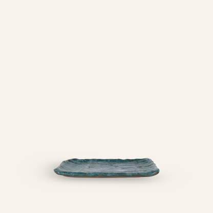 Petite assiette rectangulaire faïence fine Setoyaki "unkai"