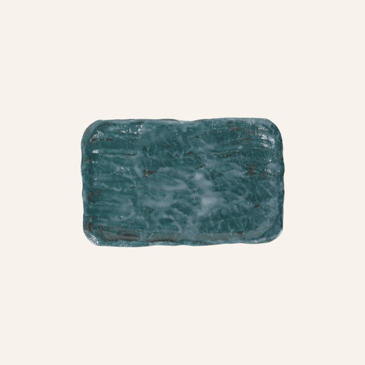 Petite assiette rectangulaire faïence fine Setoyaki "unkai"