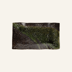 Minoyaki "namibuchi" fine earthenware green plate