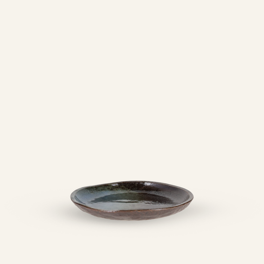 Small blue plate, fine earthenware Minoyaki "mori no mizuumi"