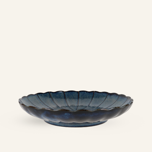 Minoyaki "aome" fine earthenware blue plate