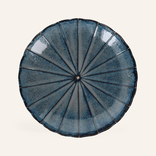 Assiette bleue faïence fine Minoyaki "aome"