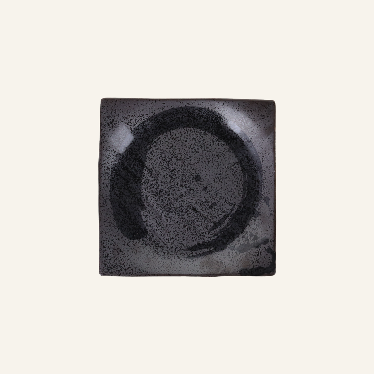 Assiette carrée faïence fine Minoyaki "kurosara"