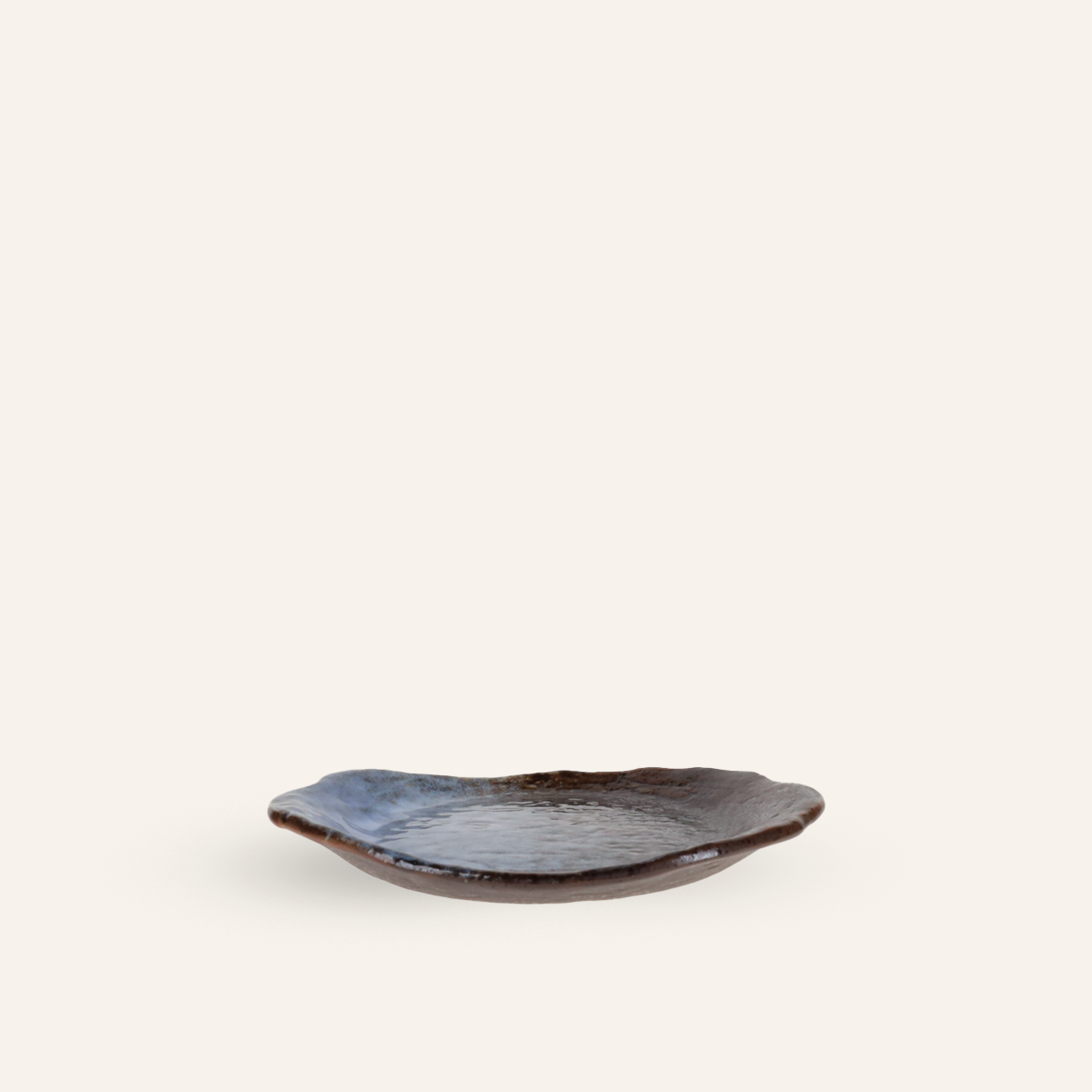 Small blue flared plate, fine earthenware Minoyaki "mori no mizuumi"