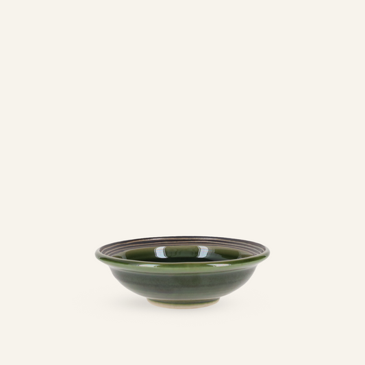 Small deep plate in fine Setoyaki "ryokucha" earthenware