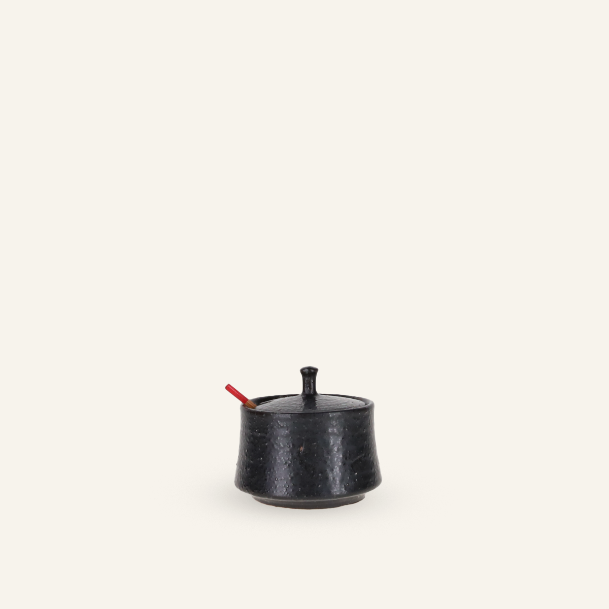 Pot à moutarde Karashiire faïence fine Minoyaki "ankoku" (avec la cuillère)