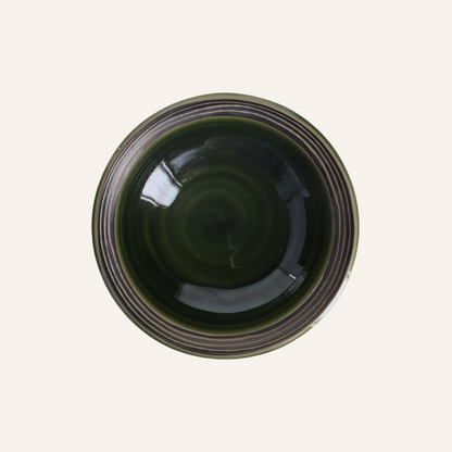 Small deep plate in fine Setoyaki "ryokucha" earthenware
