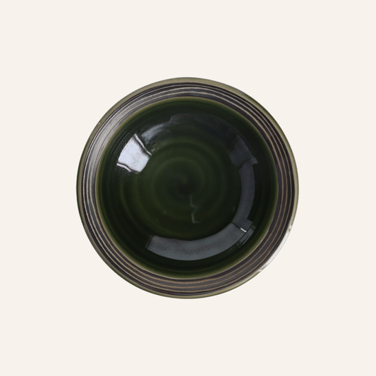 Petite assiette creuse faïence fine Setoyaki "ryokucha"
