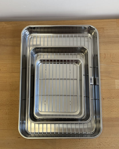 Plat à débarrasser en inox avec grille  24,8 x 20 x 3,3 cm
