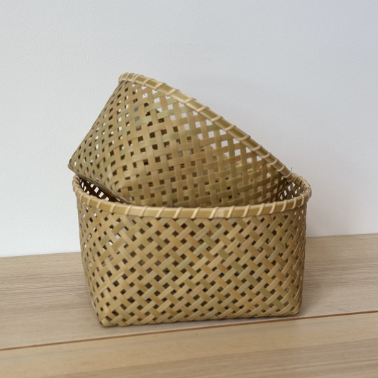 Yotsume Oval Bamboo Basket - Small (Ø23cm)