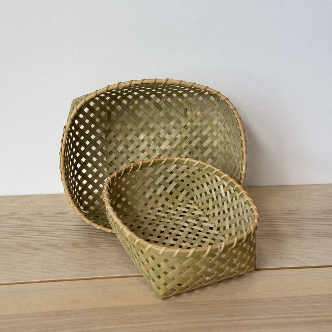 Corbeille ovale basse en bambou Yotsume